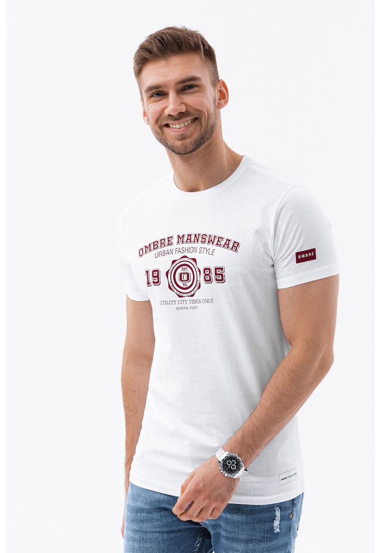 Tricou regular fit din bumbac cu imprimeu text