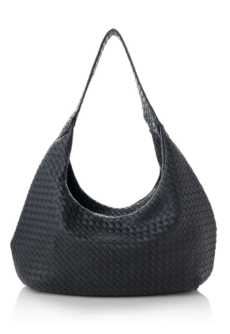 Geanta hobo cu model tesut - Negru