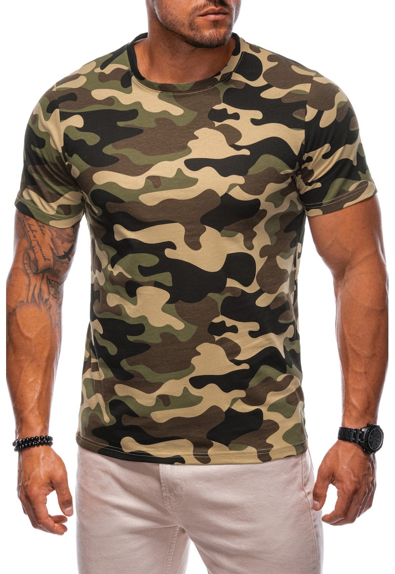 Tricou din bumbac cu imprimeu camuflaj