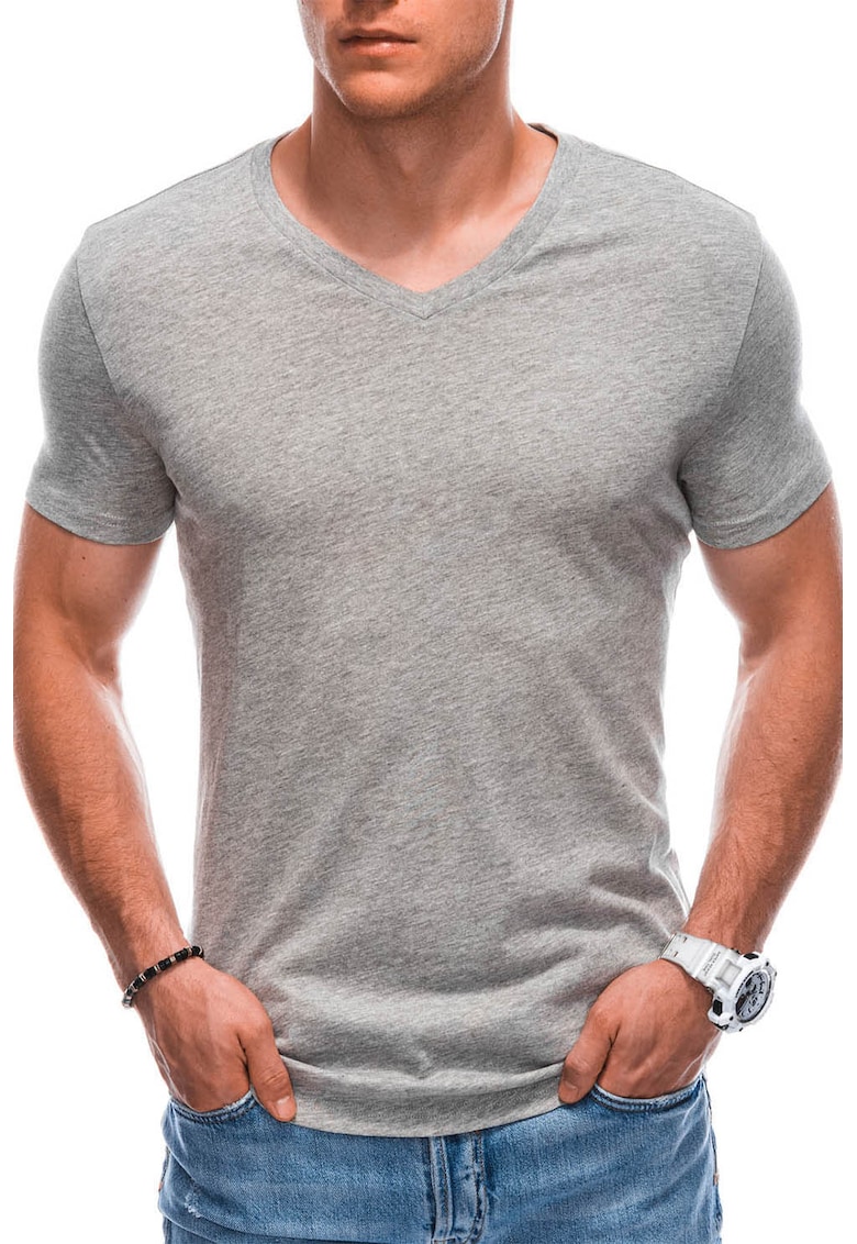 Tricou din bumbac cu decolteu in V