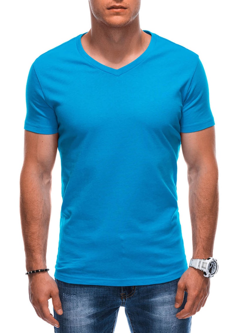 Tricou din bumbac cu decolteu in V