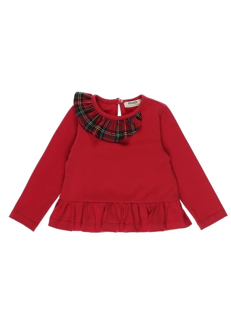 Bluza cu maneca lunga si volan  - Stuart - Rosu - pentru fetite - 68/74