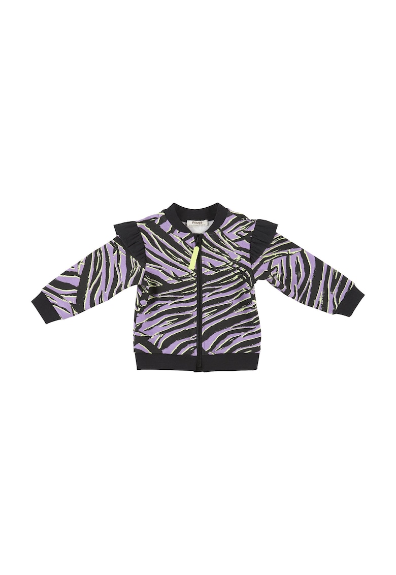 Bluza sport cu fermoar si imprimeu Zebra  - Zebra`s - Negru si Lila - pentru fetite
