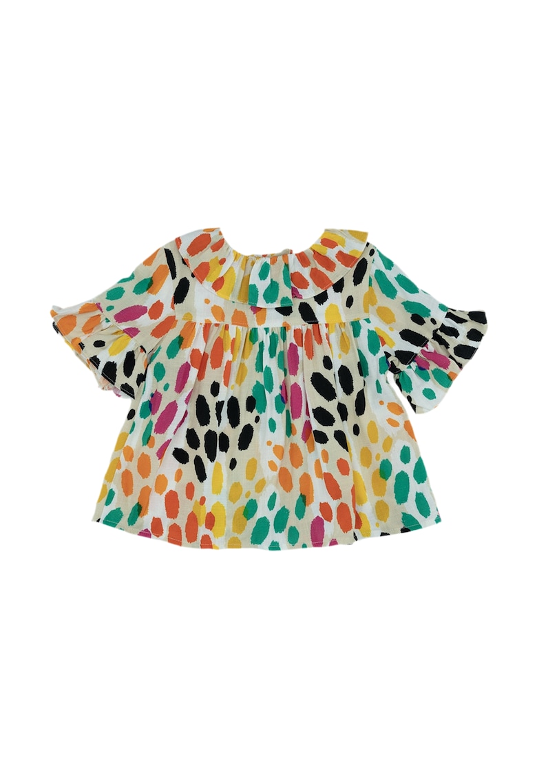 Bluza vaporoasa cu maneca scurta si volane  - Hope - cu buline colorate - pentru fetite