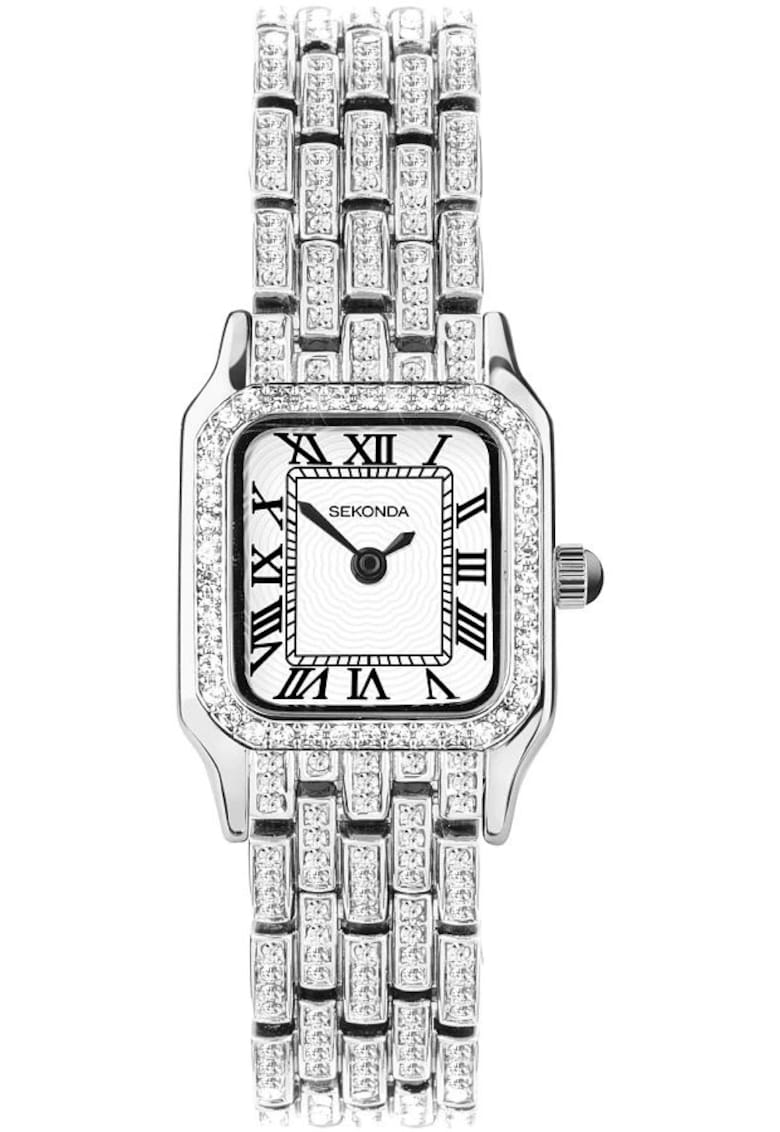 Ceas Monica - bratara cu cristale - argintiu - 3ATM - cadran alb