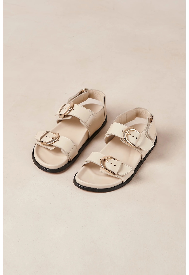 Sandale din piele cu inchidere velcro Leone - Crem