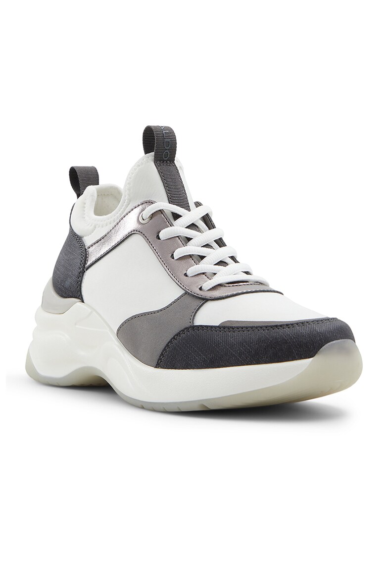 Pantofi sport cu insertii cu model Kralove - Alb murdar/Gri inchis