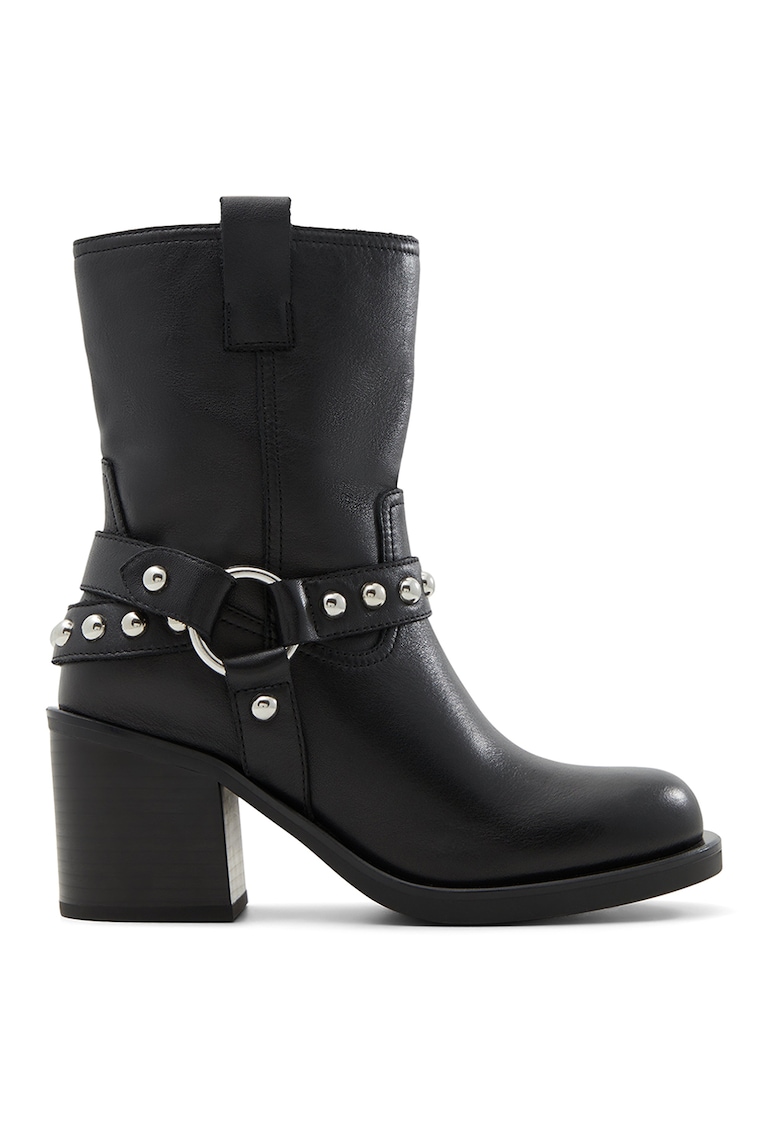 Botine din piele intoarsa cu toc masiv Albai