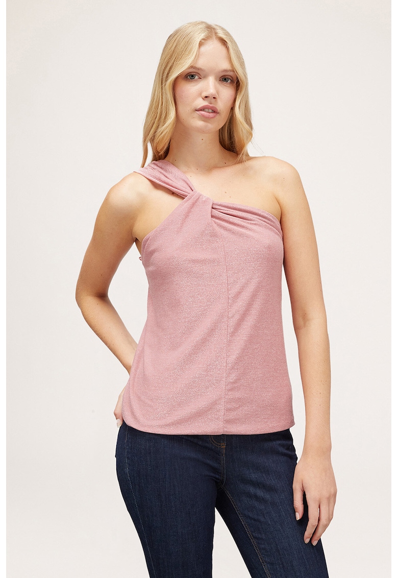 Top cu decolteu pe un umar si insertii stralucitoare