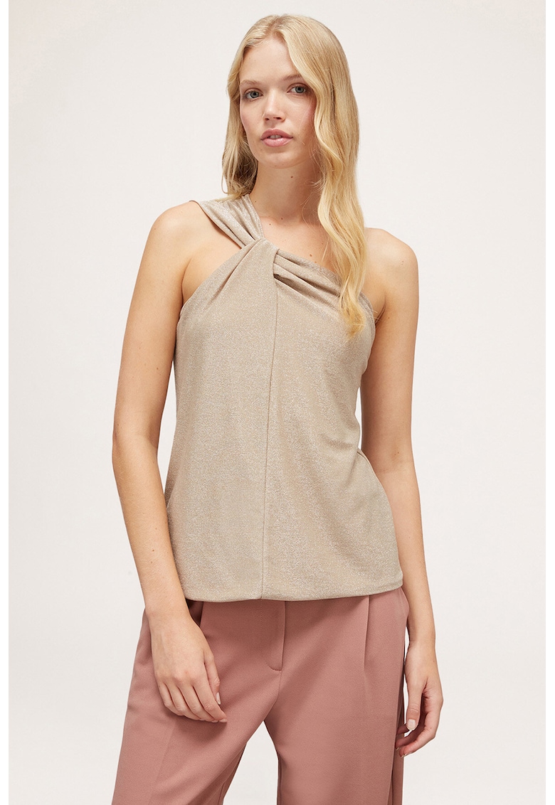 Top cu decolteu pe un umar si insertii stralucitoare