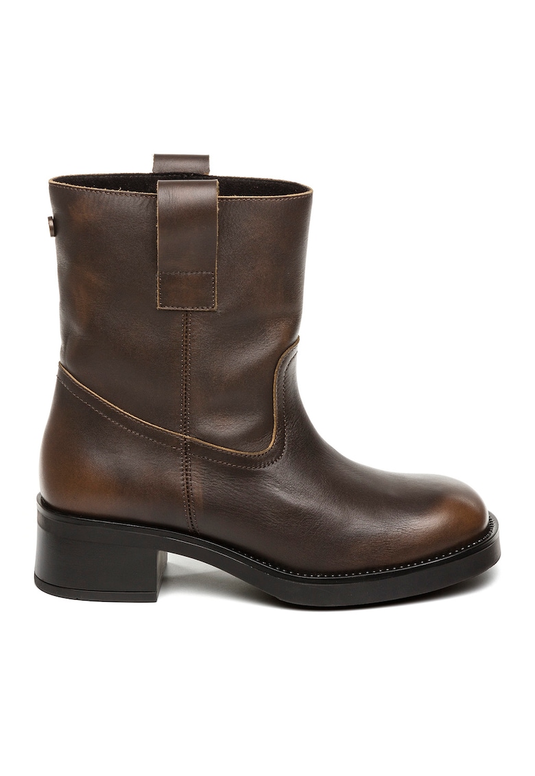 Ghete de piele ecologica cu toc masiv