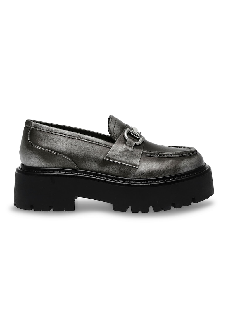 Pantofi loafer de piele ecologica cu aspect decolorat