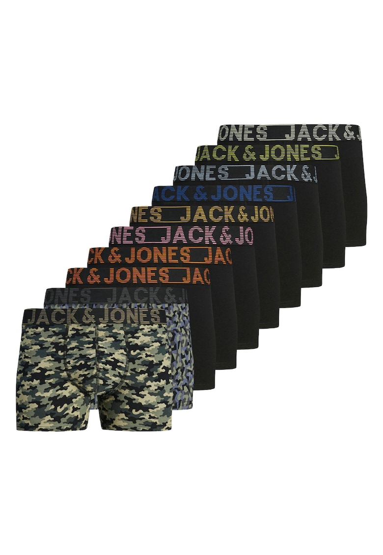 Set de boxeri din amestec de bumbac cu banda logo in talie - 10 perechi