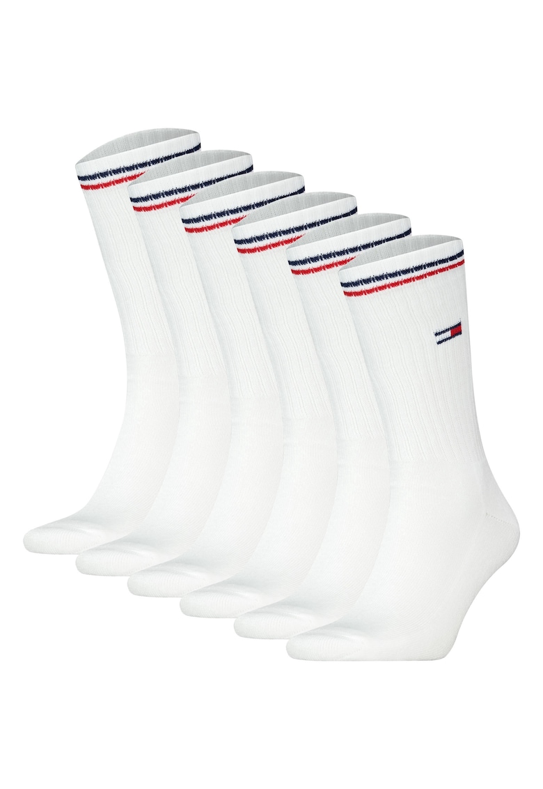 Tommy Hilfiger Set de sosete unisex pentru tenis 166541 - 6 perechi - Alb