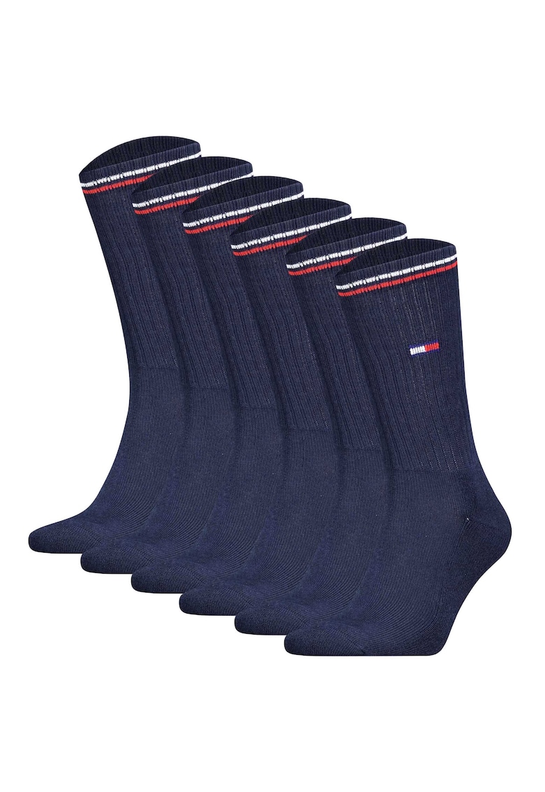 Tommy Hilfiger Set de sosete unisex pentru tenis 166541 - 6 perechi - Albastru