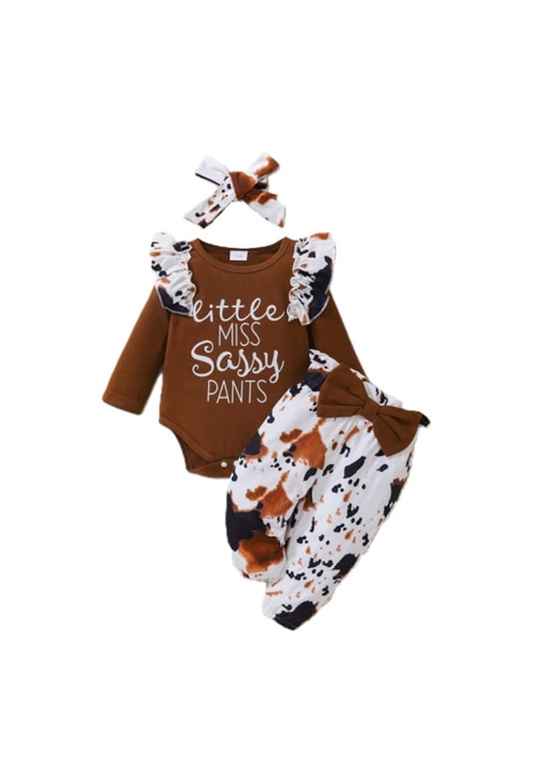 Compleu Model Sassy - Body - Pantaloni si Bentita - Casual - Fete - Maneca lunga - Multicolor