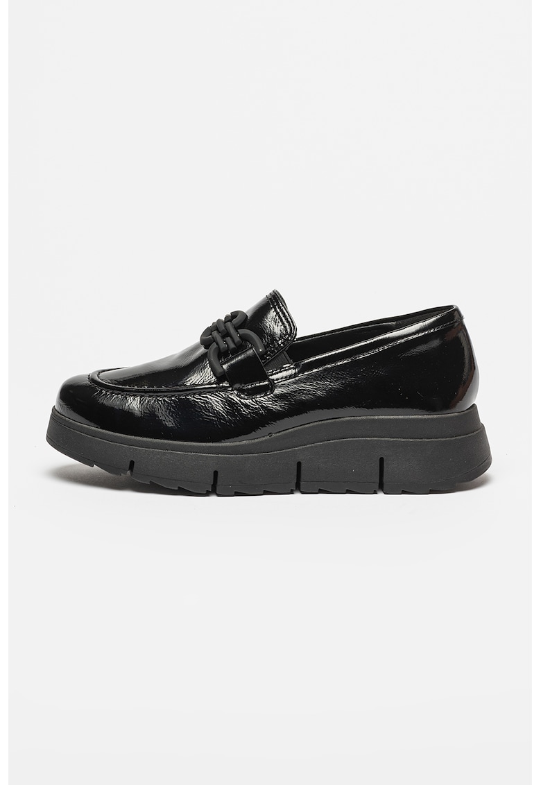 Pantofi loafer de piele cu aplicatie contrastanta