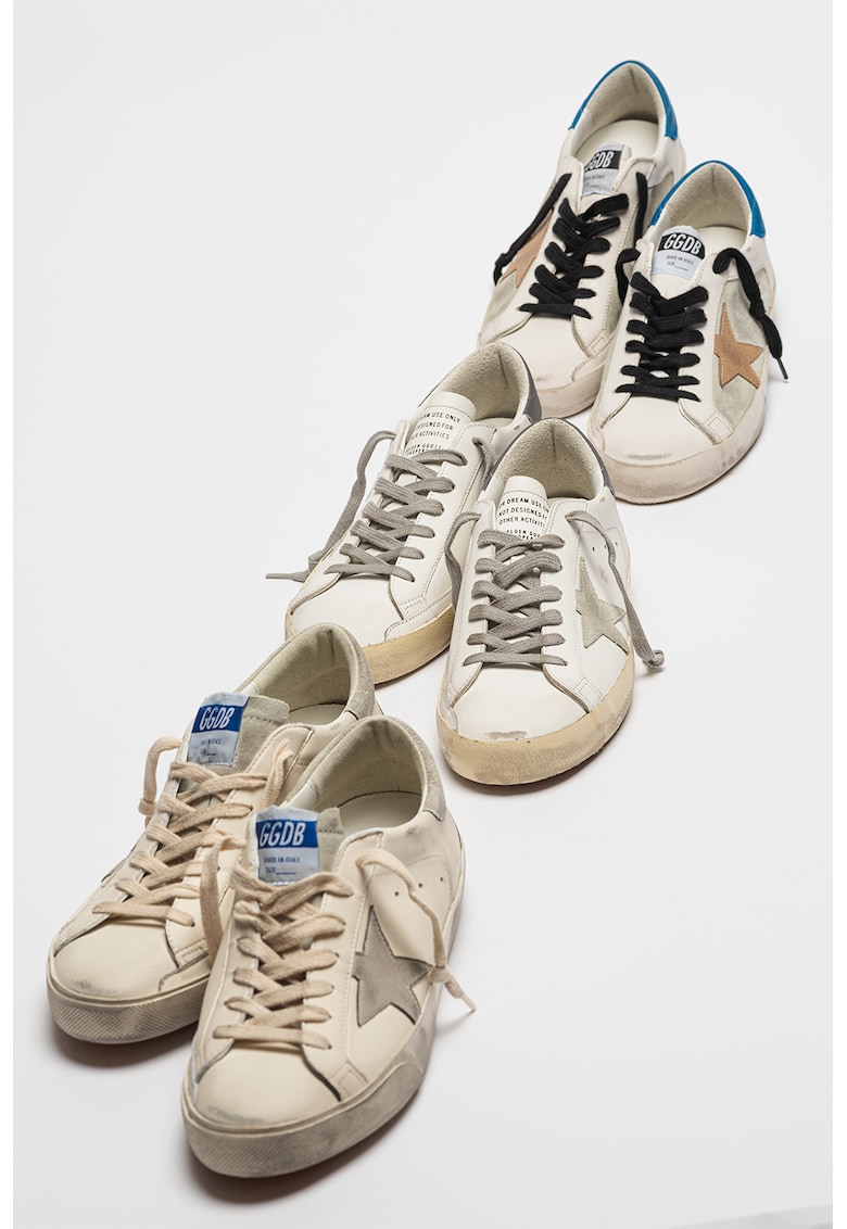 Pantofi sport de piele cu aspect uzat Super Star - Argintiu inchis/Alb murdar/Argintiu