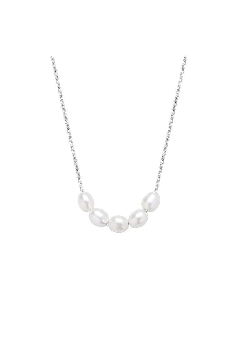 Colier Argint 925 placat cu rodiu cu 5 perle de cultura