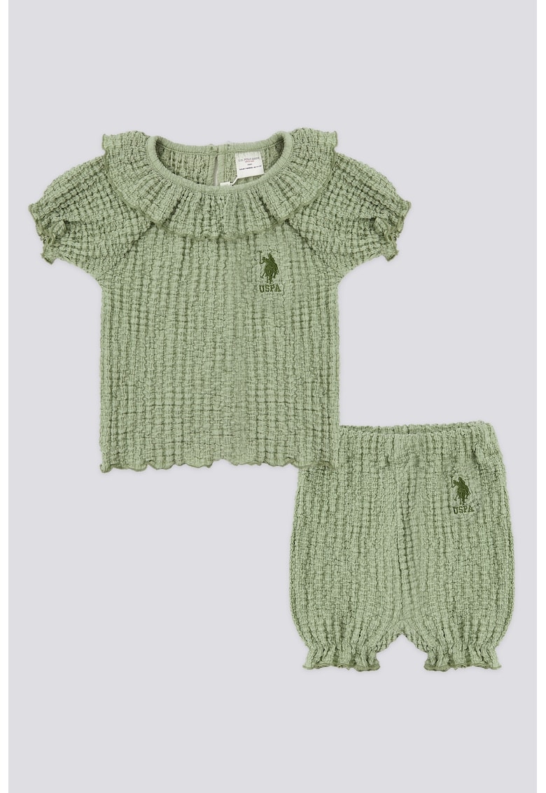 Set de tricou texturat si pantaloni scurti