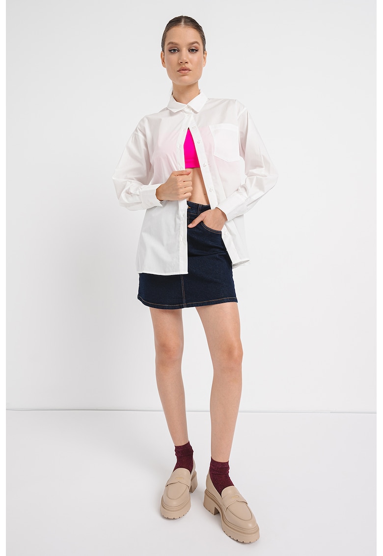 Fusta de denim cu talie inalta