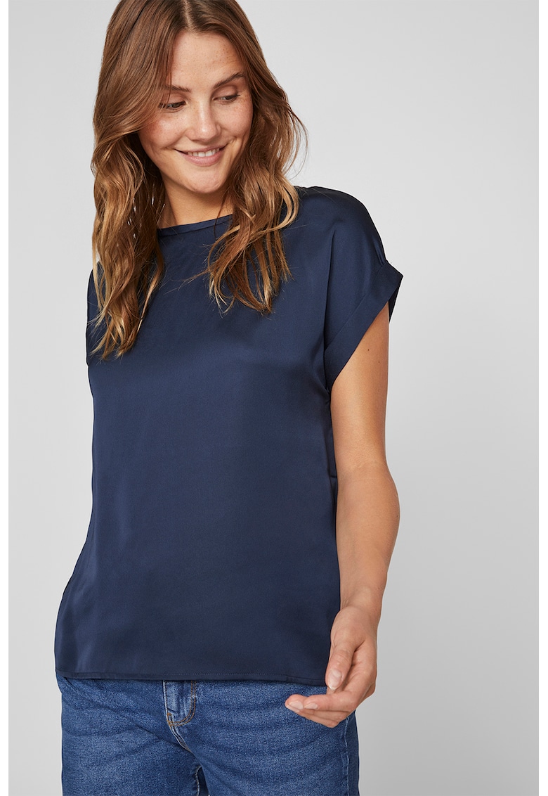 Tricou uni cu aspect satinat