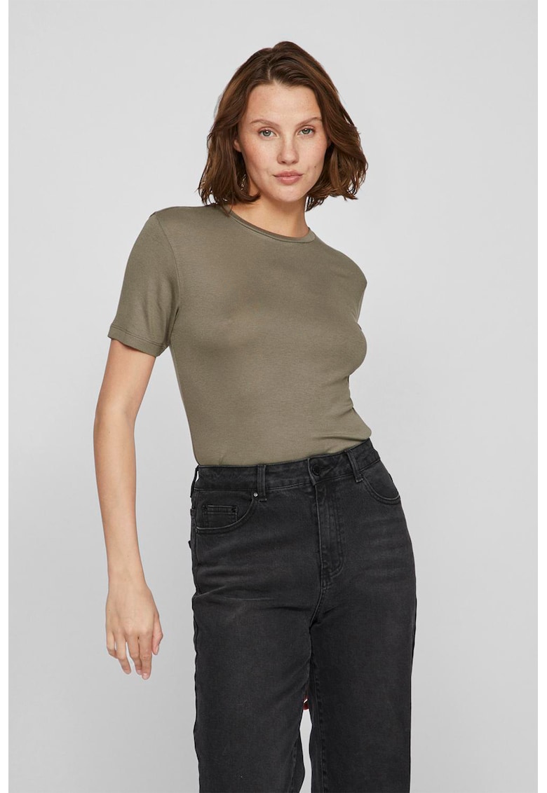 Tricou din amestec de modal cu decolteu la baza gatului