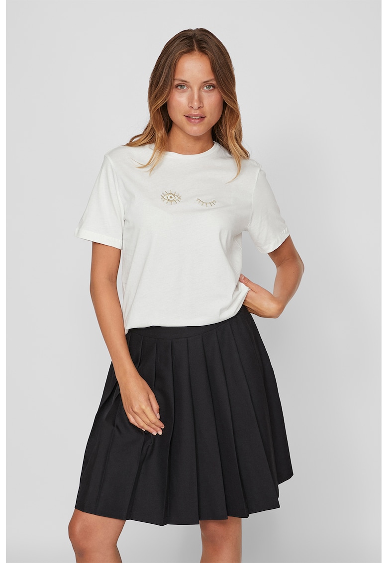 Tricou din bumbac organic cu detalii brodate