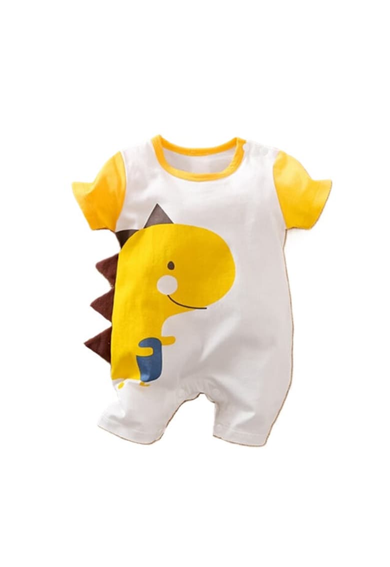 Salopeta Model Yellow Dino - Bumbac - Baieti - Maneca scurta - Multicolor