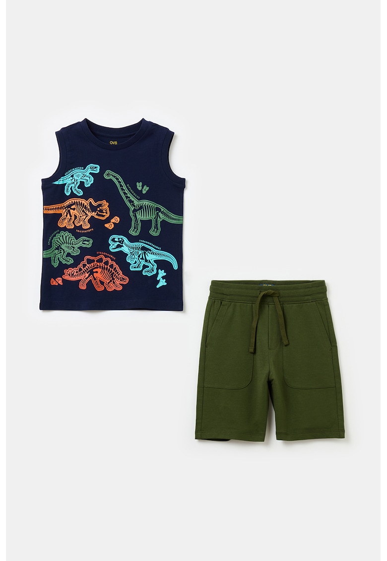 Set de top si pantaloni scurti cu imprimeu dinozauri - 2 piese