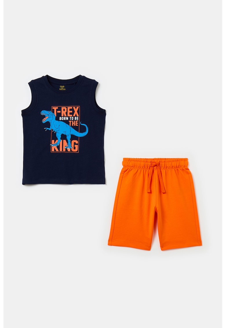 Set de top si pantaloni scurti cu imprimeu T-Rex - 2 piese