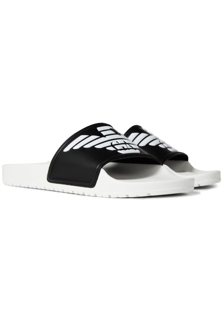 Slapi unisex - Sintetic - Alb/Negru -