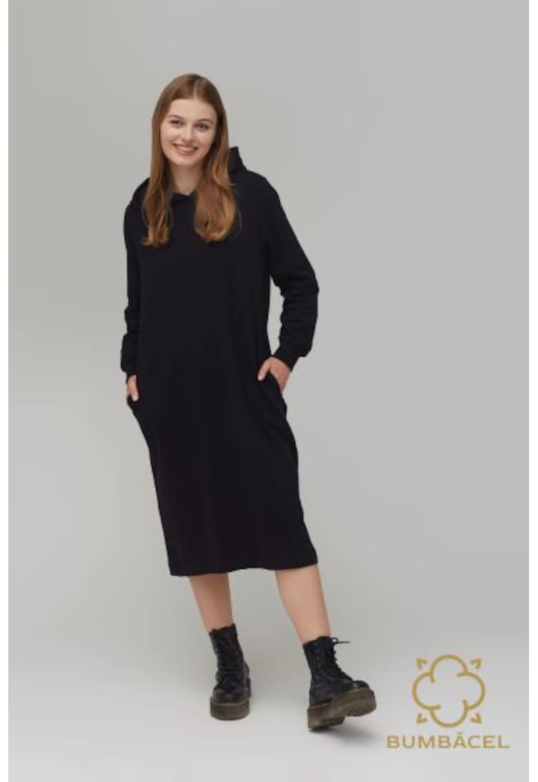 Rochie cu maneca lunga si cu gluga din bumbac