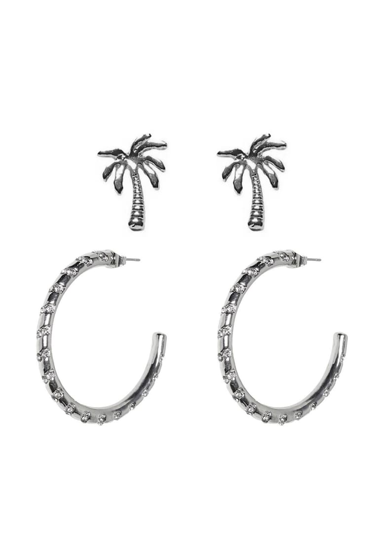 Set 2 perechi cercei dama - 566711 - Metal - Gri - One size