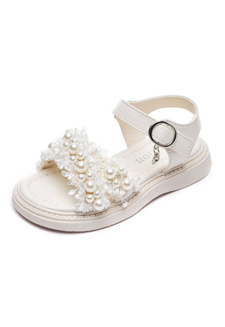Sandale Cu Perlute - Model Anabella - Uni - Casual - Piele ecologica - Fete - Ivoire