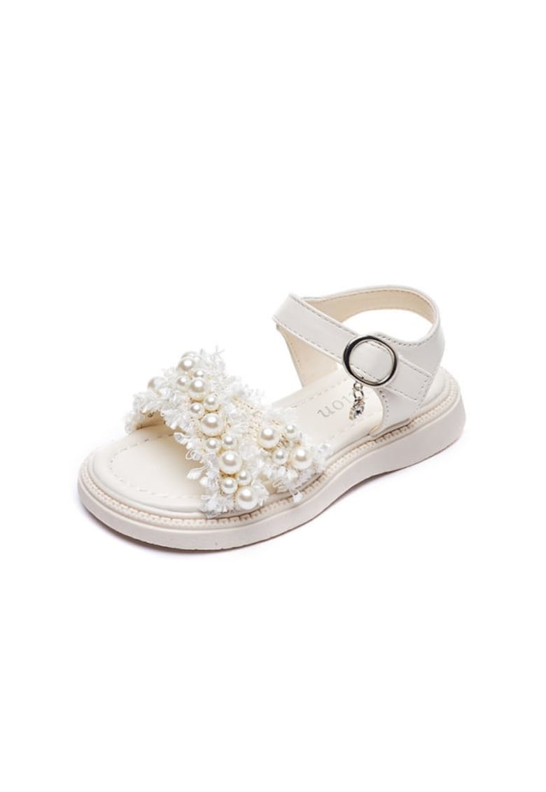Sandale Cu Perlute - Model Anabella - Uni - Casual - Piele ecologica - Fete - Ivoire