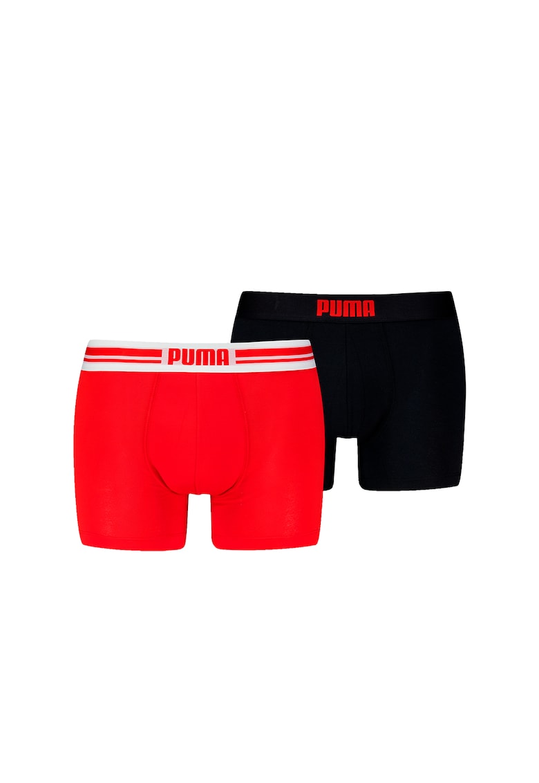 Set de boxeri cu banda logo in talie - 2 perechi - Negru/Coral