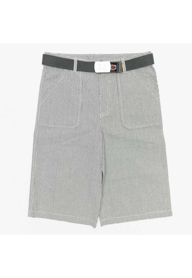 Pantaloni scurti si curea - din bumbac - 22322 - Gri -