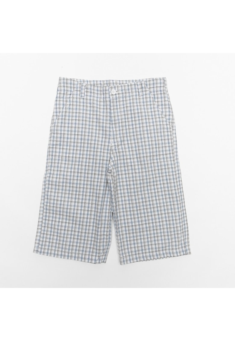 Pantaloni scurti in carouri - cu nasture - 40322 - Gri -