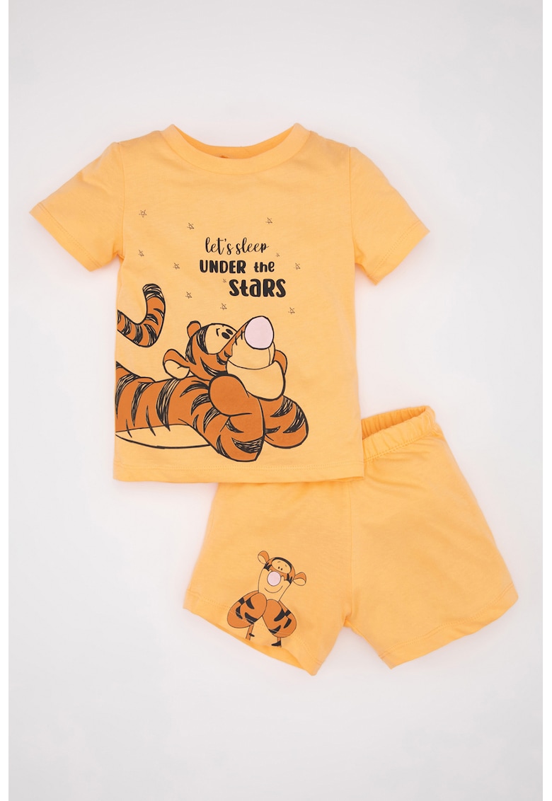 Set de tricou cu imprimeu cu desene si pantaloni scurti - 2 piese