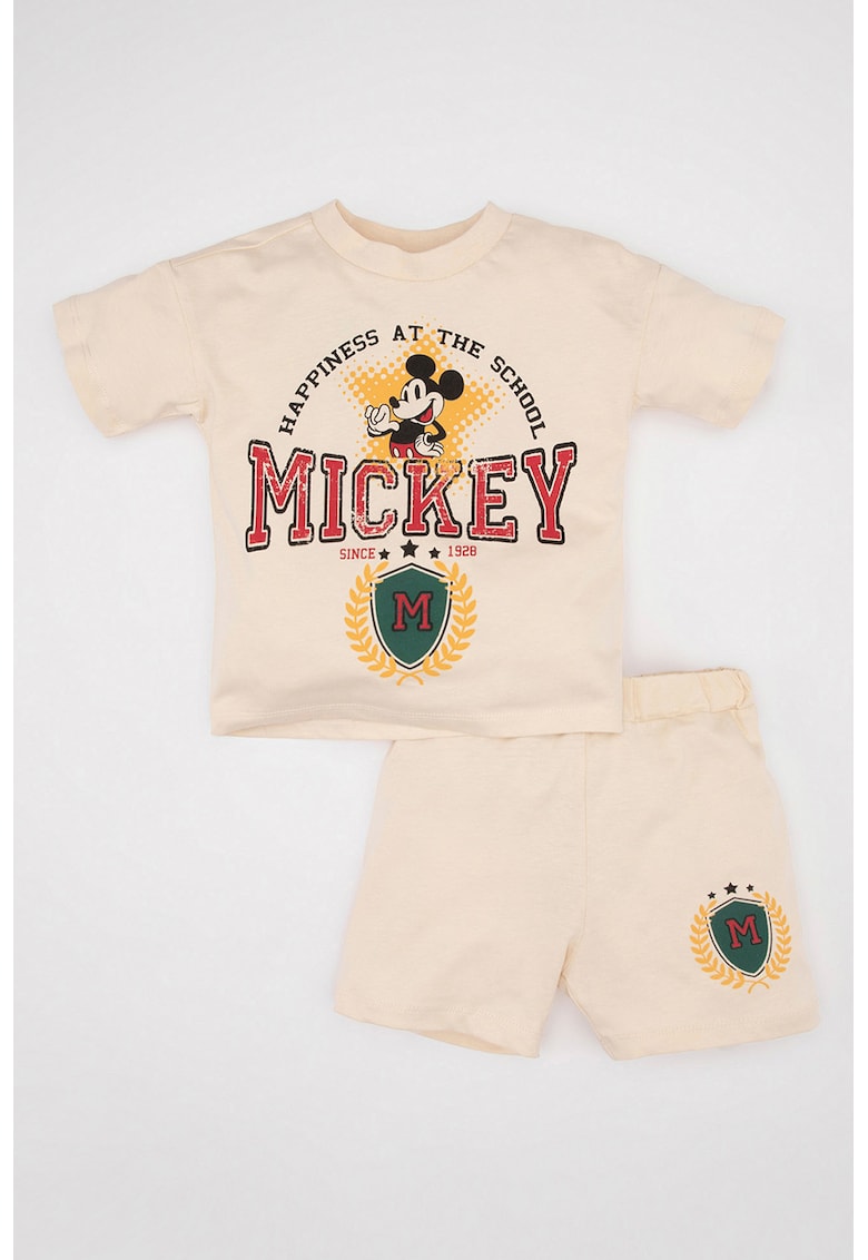 Set de tricou cu imprimeu Mickey Mouse si pantaloni scurti