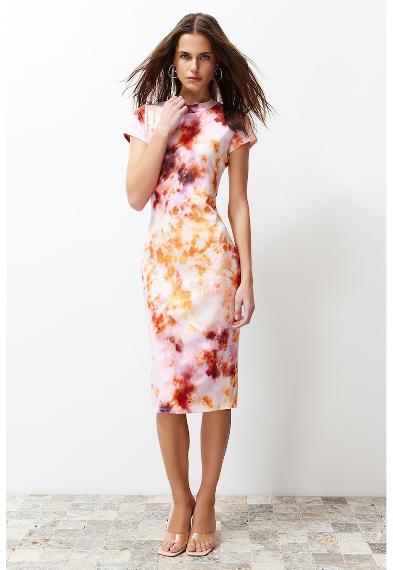 Rochie midi bodycon cu imprimeu tie-dye