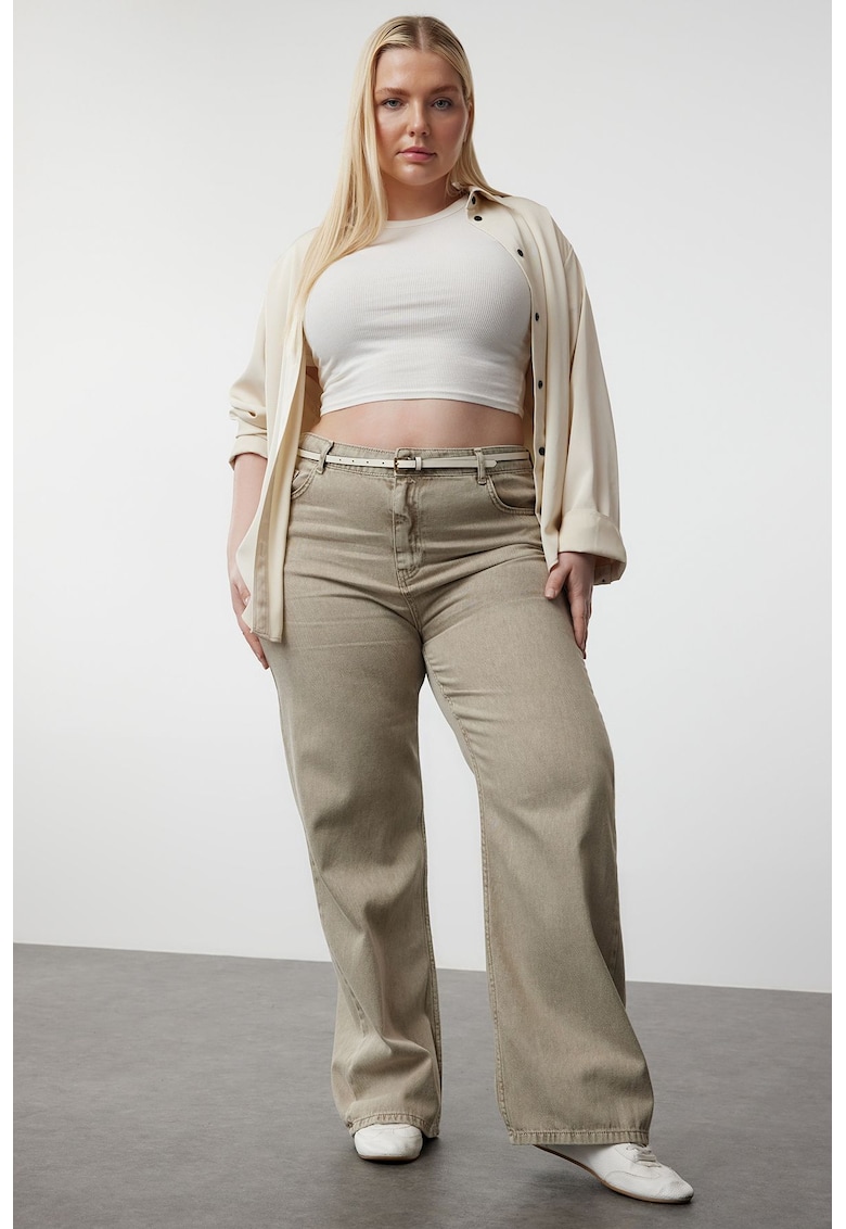 Blugi plus size cu talie inalta