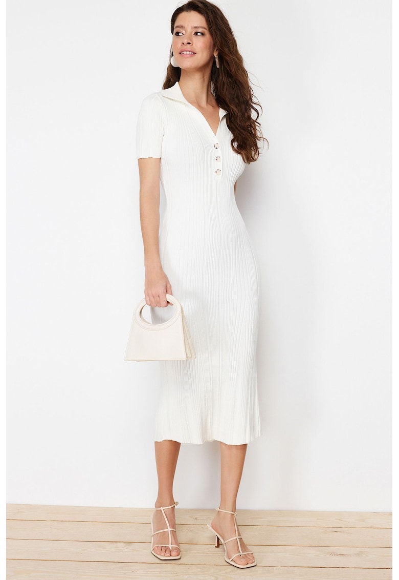Rochie bodycon midi cu guler clasic