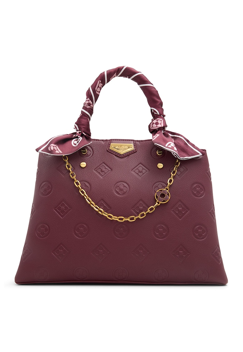 Geanta din piele ecologica cu bareta de umar si detalii in relief Astraea