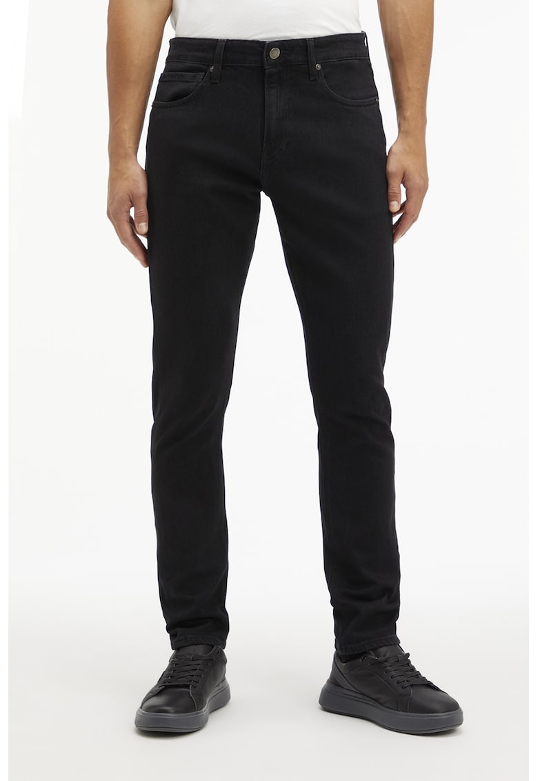 Blugi uni slim fit cu talie medie - Negru stins