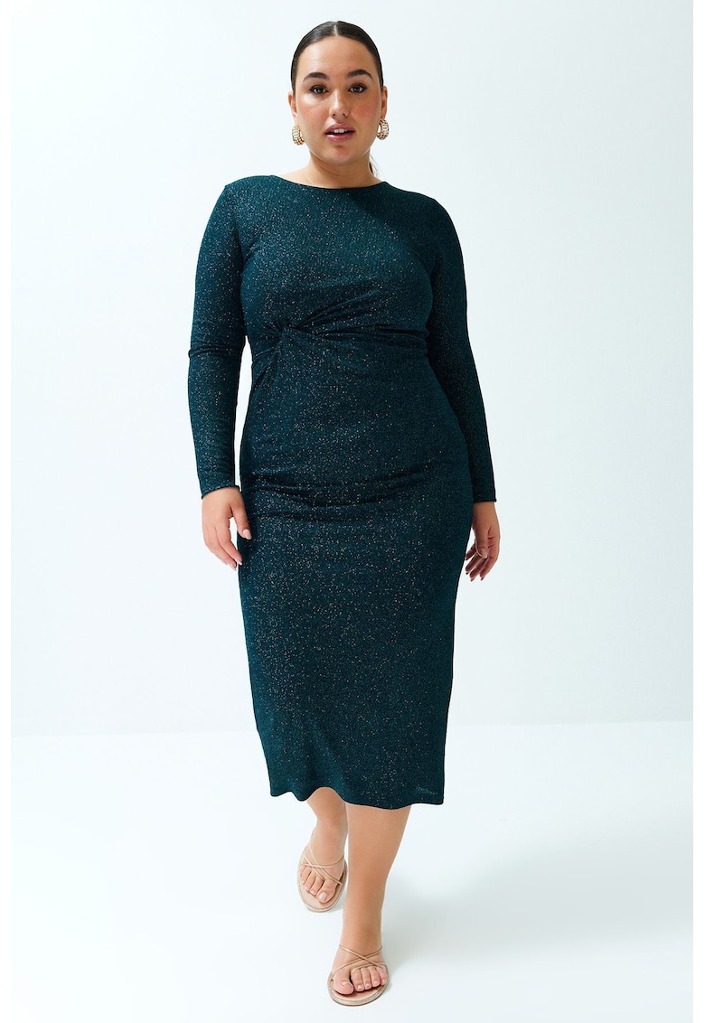 Rochie bodycon plus size midi cu aspect stralucitor
