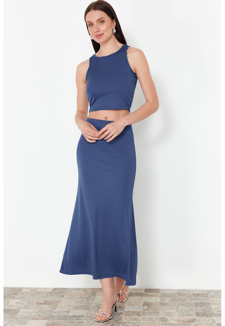 Set de top crop si fusta midi - 2 piese