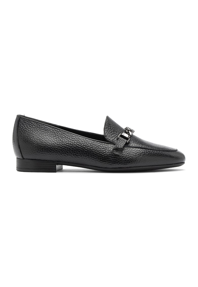 Pantofi loafer de piele cu detaliu metalic - Negru