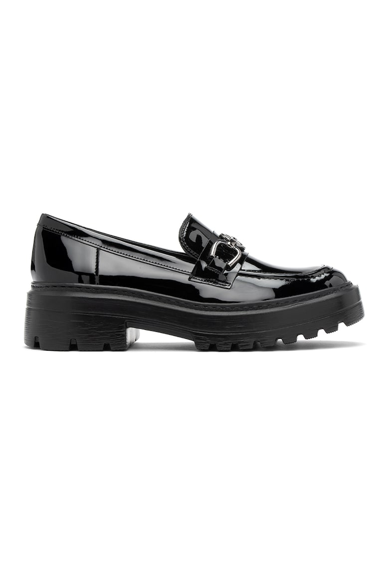 Pantofi loafer de piele intoarsa cu toc masiv